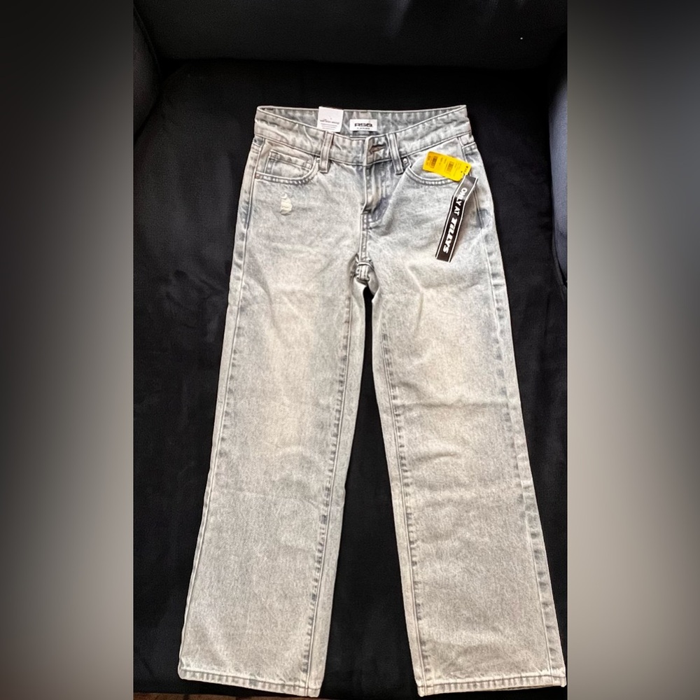 RSQ Light Gray Low Rise Wide Leg Jeans